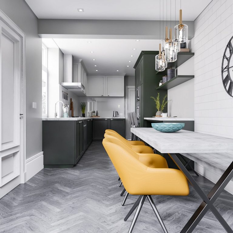 HMO Accommodation, Preston – Kitchen & Living Area Open-plan kitchen and living area at HMO accommodation in Preston