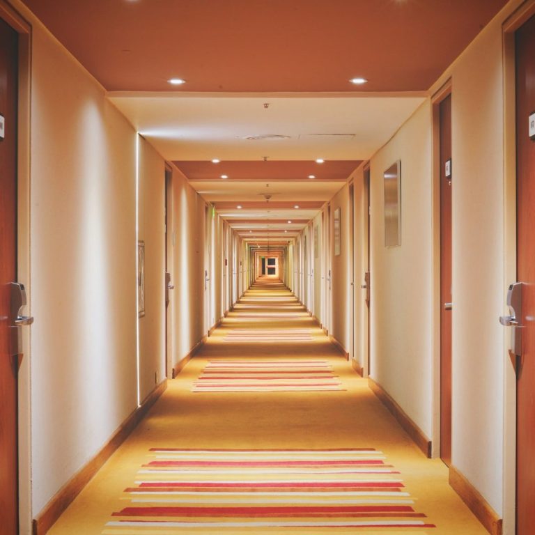 Hotel Interior Design – Guest Room Corridor Hotel corridor with guest room entrances